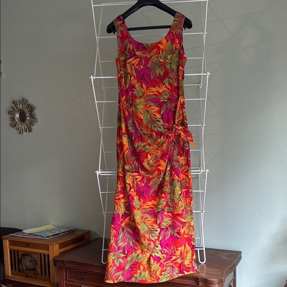 Dress Barn Pink and Orange Sleeveless Scoop Neck Sundress Maxi (A17)